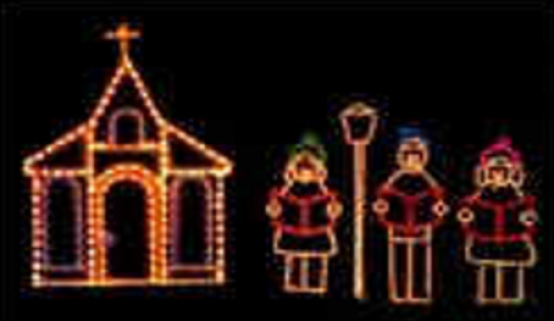 Church With 3 Carole Singers (XM7-3102) 200cm x 180cm
