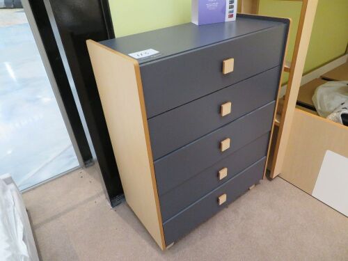 Hipster Tallboy, 5 Drawer, colour: Charcoal, 840 x 430 x 1110mm H
