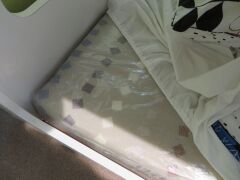 Mini Me Single Bunk Bed on Single, colour: White, with 6" Foam Mattress, Single Sealy Elite Pillowtop Mattress & assorted Bedding - 5
