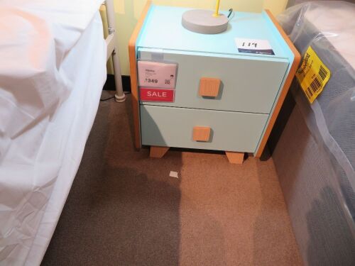 Hipster Bedside Table, 2 Drawer, colour: Aqua, 450 x 400 x 470mm H