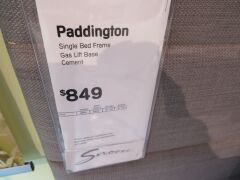 Paddington Single Gas Lift Storage Bed, colour: Cement, with Slumberland Soho Mattress & assorted Bedding - 7