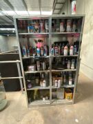 Galvanised Storage Unit with Assorted used cans of Paint