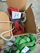 3 x Assorted Harnesses, 3 x associated Lifting Slings, various Rope, 2 x Ratchet Tie Downs - 2