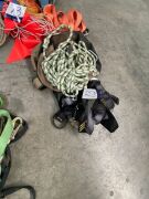 3 x Assorted Harnesses, 3 x associated Lifting Slings, various Rope, 2 x Ratchet Tie Downs - 3