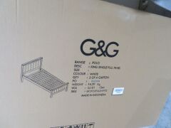 G&G Furniture Polo King Single Full Panel Bed Frame in White (4 Cartons) - 5