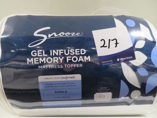 Snooze Single Gel Infused Memory Foam Mattress Topper