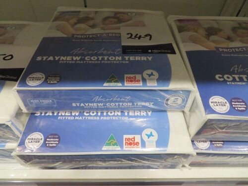 3 x King Single Protect-A-Bed Staynew Cotton Terry Mattress Protectors