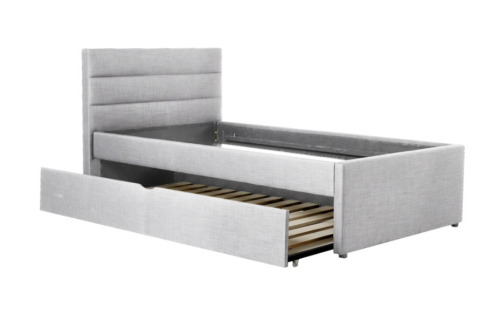 G&G Furniture Paddington King Single Bed Frame with Trundle in Cement