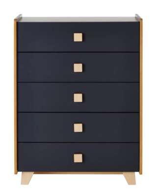 Hipster Tallboy, 5 Drawer in Charcoal, 830 x 450 x 1120mm H