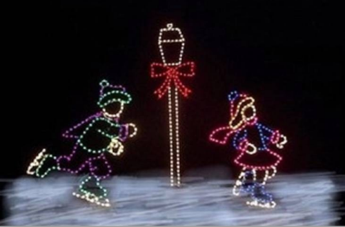 Village Skaters (Boy, Girl, Light Pole) (XM8-4404) Boy: 96cm x 115cm; Girl: 67cm x 108cm; Light Pole: 38cm x 150cm