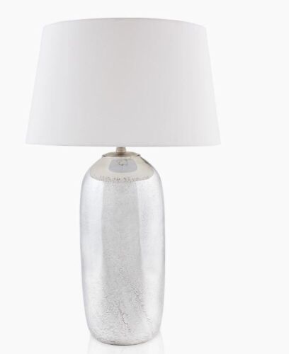 1 x Anderson Table Lamp, Antique Silver Ceramic Base with Cream shade