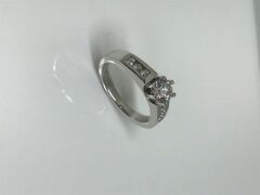 One Only 18ct White Gold Diamond Shouldered Solitaire Ring - 2