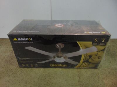 Mercator 'Glendale' 1200mm Ceiling Fan with 15W LED Light - Brushed Chrome