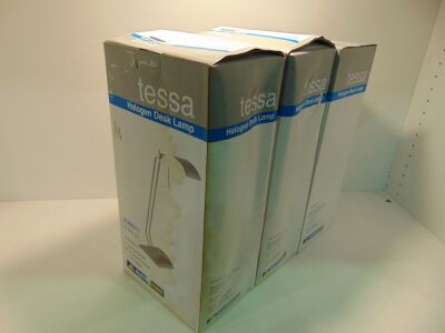 3 x AustraBeam "Tessa" 40W Halogen Desk Lamp - Brushed Chrome