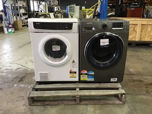 Damaged Esatto 7kg Vented Dryer (White) (EVD7) & Samsung 8.5kg Front Load Washing Machine WW85K6410QX