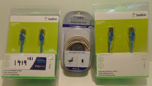 BELKIN Communications Combo - 1 x 10m CAT6 Networking Cable, 1 x 15m CAT6 Networking Cable, 1 x 10m Telephone Line (RJ12 Male to RJ12 Male)