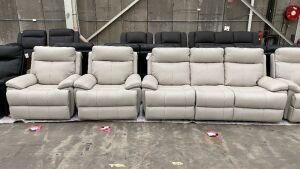 HAILEBURY 3Seater Recliner + 2 x Single Recliners *LT GREY
