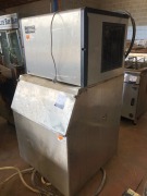 Ice O Matic Ice Machine on Stainless Steel Catchment Cabinet, Model: ICE0305FA5, Serial No: 15091280010538
