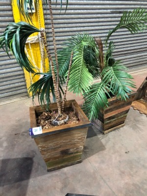 2 x Artificial Plants in Timber Planter Pots