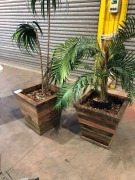 2 x Artificial Plants in Timber Planter Pots - 2
