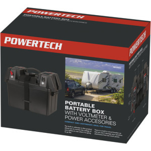 Powertech Battery Box with Voltmeter and USB Charge - HB8502