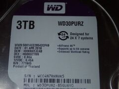 Quantity of 4 x Western Digital 3tb HDDs - 5