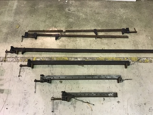 Pallet lot of Used T-Bar Sash clamps - various lengths
