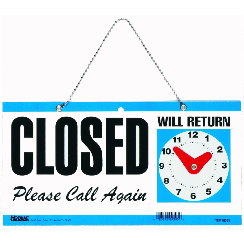 HEADLINE OPEN & CLOSE SIGN WITH CLOCK 292X150MM