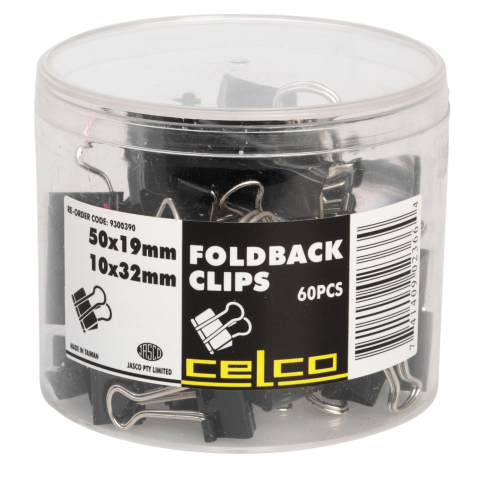 CELCO STANDARD FOLDBACK CLIPS ASSORTED SIZES 