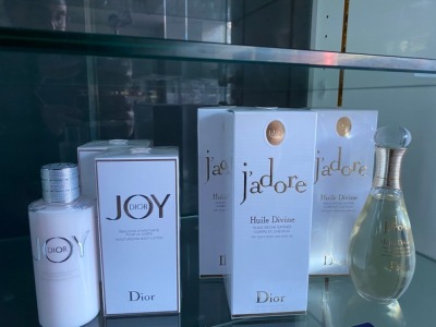 Dior Products including; Approx 2 x Joy Dior Body Lotion, RRP$85. Approx 3 x Jadore Body & Hair Oil, RRP$99