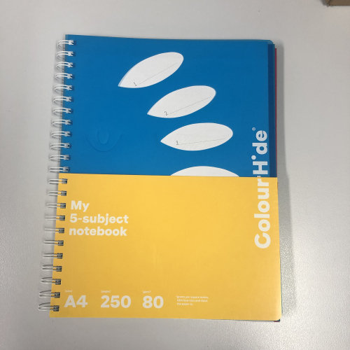 COLOURHIDE MY 5 SUBJECT NOTEBOOK A4 250PG AST PDQ
