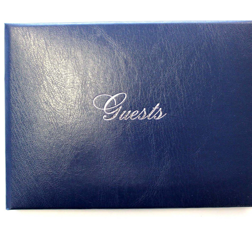 CUMBERLAND GUEST BOOK PADDED COVER 160 X 210MM NAVY