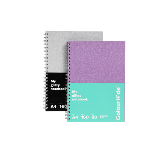 COLOURHIDE MY GLITZY NOTEBOOK HARDCOVER A4 160 PAGE ASSORTED