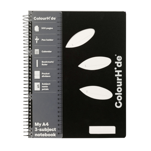 COLOURHIDE MY 3 SUBJECT NOTEBOOK A4 300PG BLACK