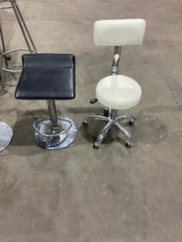 4 x assorted Stool type Chairs, Vinyl type fabric