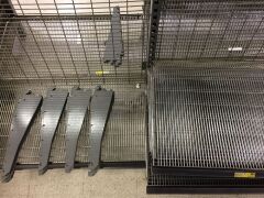 Steel Adjustable Supermarket Shelving, 13 bays (back to back) 900mm W x 1100mm D x 2250mm H, wire mesh shelves throughout - 2
