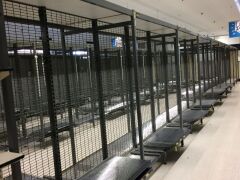 Steel Adjustable Supermarket Shelving, 22 bays (back to back) 900mm W x 1100mm D x 2250mm H, wire mesh shelves throughout