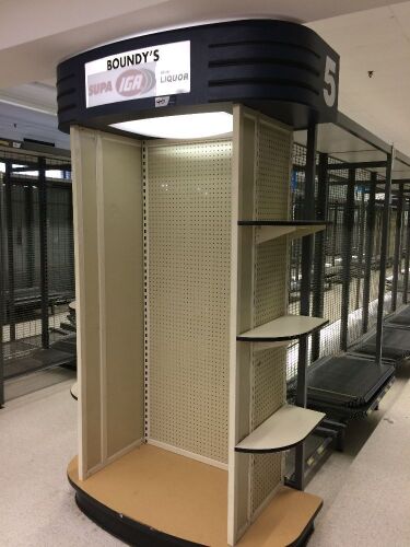 Quantity of 2 Illuminated Display Half Gondola Style Shelving, 1400mm x 600mm x 2250mm H