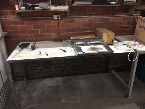 2 x Prep Tables and Wrapper (manual) with stainless steel sink