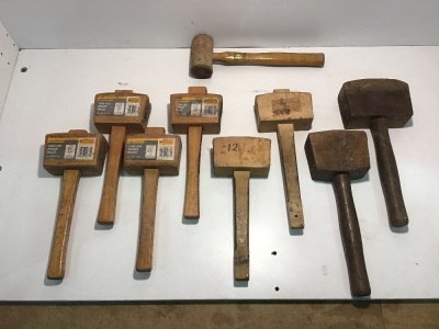 Carton of wooden mallets