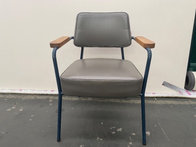 Jean Prouvé Limited Edition Leather Steering Chair by G-Star (Grey leather on navy frame) No. 352A