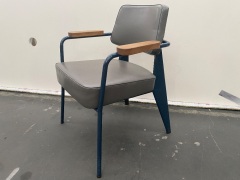 Jean Prouvé Limited Edition Leather Steering Chair by G-Star (Grey leather on navy frame) No. 352A - 2