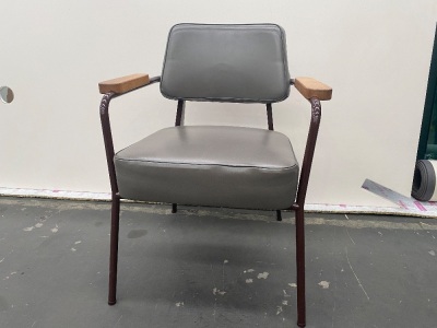 Jean Prouvé Limited Edition Leather Steering Chair by G-Star (Grey leather on brown frame) No. 352A