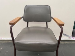 Jean Prouvé Limited Edition Leather Steering Chair by G-Star (Grey leather on brown frame) No. 352A - 2