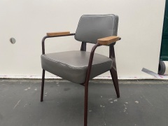 Jean Prouvé Limited Edition Leather Steering Chair by G-Star (Grey leather on brown frame) No. 352A - 3