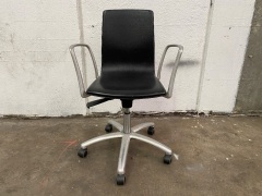Vintage Black Leather Office Chair W/Arm Rest