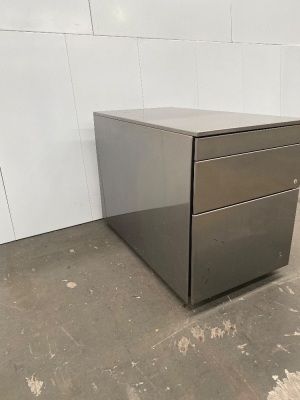 Industrial Design Under Desk Mobile Office Drawers (Grey steel finish) 420 W x 560 H x 780 D