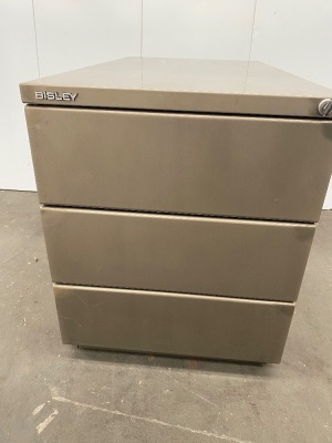 Bisley Branded Heavy Duty Welded Industrial Design Under Desk Mobile Office Drawers (Grey steel finish) 420 W x 510 H