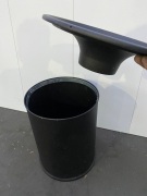 Industrial Chic - steel trash bin Matte Black finish (with curved funnel lid) - 2
