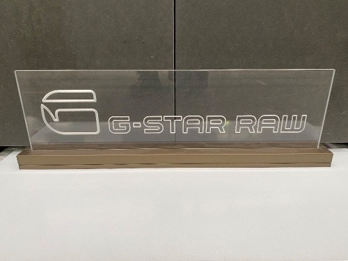 G-Star Raw Perspex display signage (700Lx 220H)